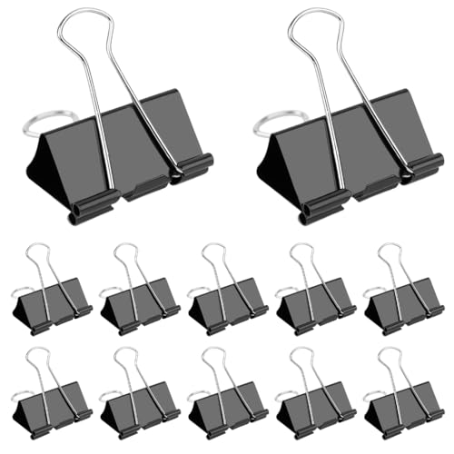 Ldabrye 12 Stück Binder-Clips, Foldback-Clips, 25 mm/32 mm/41 mm/51 mm, Foldback-Klemmen, Geld, Papierklammern, Schreiben, Büroklammern für die Schule von Ldabrye