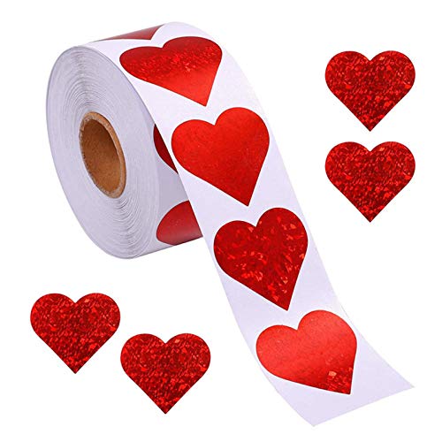 Ldabrye 500 Stück/Rolle Herzform Etiketten Valentinstag Papier Aufkleber Tüte Aufkleber Danke Aufkleber für Hochzeit Festival Dekoration von Ldabrye