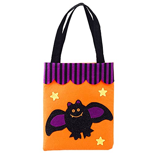 Ldabrye Bunte Halloween-Süßigkeitentüten mit Griffen, Halloween-Taschen für Kinder, Leckereien, Snacks, Aufbewahrung, Vlies, wiederverwendbar von Ldabrye