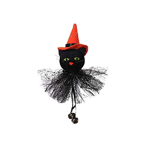 Ldabrye Halloween Ornaments Hanging Fly Witch Pendant with 2 Bells Under Realistic Pumpkin Black for Cat Trick Pendant von Ldabrye