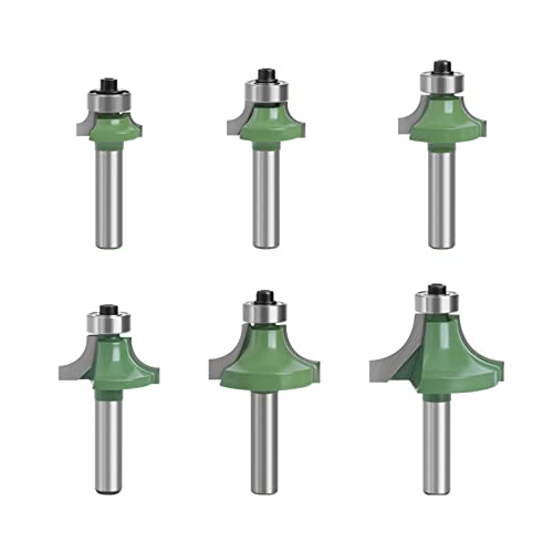 Roundover Fräser Set Abgerundetes Bit 6-teilig 8-mm Schaft Holzfräser Holzhobelwerkzeug von Ldabrye