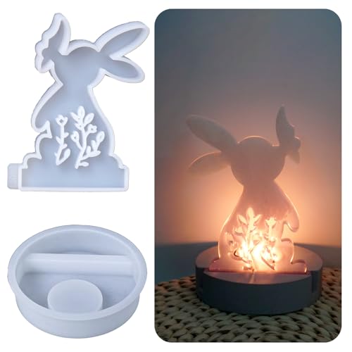 LdawyDE Silikonform Ostern Hase Silikon Gießform 3D Hasen Silikonformen Osterhase Gießformen Ostern Epoxidharz Gips Kerzenhalter Gießen Formen Oster Dekoration Frühling Kerzen Einschieber Mould von LdawyDE