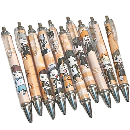 Ldruieu 10er Set Haikyuu!! Merch Anime Kugelschreiber Shoyo Hinata Anime-Stifte, Schreibwaren, Schulbedarf, Stift, schwarz, 0,9 mm,Schülerbedarf von Ldruieu