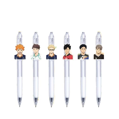 Ldruieu 6er Set Haikyuu!! Merch Anime Kugelschreiber Shoyo Hinata Anime-Stifte, Schreibwaren, Schulbedarf, Stift, schwarz, 0,6 mm,Schülerbedarf von Ldruieu