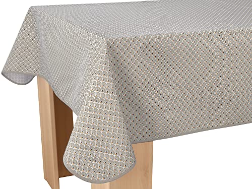 Le linge de Jules ‎Paon-ficelle-Rectangle-150-x-350 Fleckabweisende Rechteckig Tischdecke, Pfau Beige, 350cm Länge, 150cm Breite von Le linge de Jules