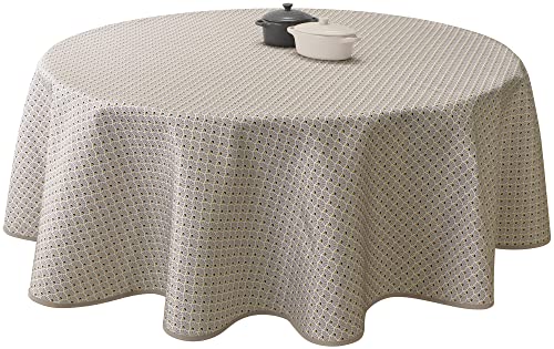 Le linge de Jules ‎Paon-ficelle-Ronde-diamètre-160 Fleckabweisende Rund Tischdecke, Pfau Beige, 160cm Durchmesser von Le linge de Jules