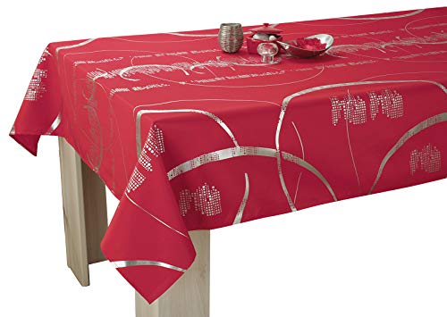 Le linge de Jules Tischdecke Shiny Rechteckige 150x350 cm - Pflegeleicht - Rot mit glanzende-Motiven von Le linge de Jules