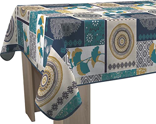 Tischdecke Fleckabweisende Patchwork Blau - Rechteckig 150 x 200 cm von Le linge de Jules