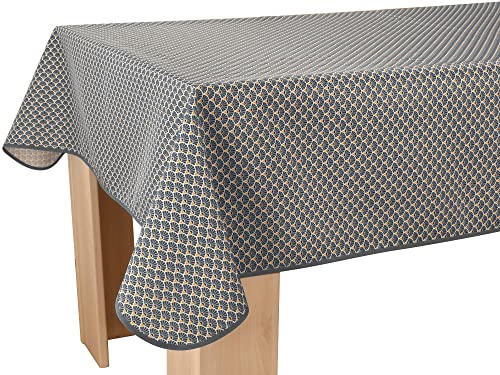 Tischdecke Fleckabweisende Pfau Anthracite - Rechteckig 150 x 350 cm von Le linge de Jules