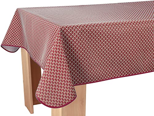 Tischdecke Fleckabweisende Pfau Bordeaux - Rechteckig 150 x 240 cm von Le linge de Jules