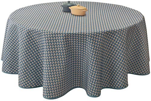 Tischdecke Fleckabweisende Pfau Dunkelblau - Oval 150 x 240 cm von Le linge de Jules