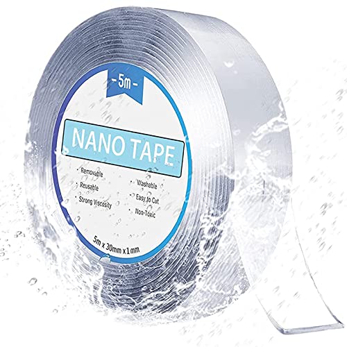 LeFeirr 5Mx30MM Nano Klebeband Doppelseitig Extra Stark, Wiederverwendbares Doppelklebeband Transparent Waschbares Spurloses Nano Tape für Wandfotos, Poster, Teppiche von LeFeirr