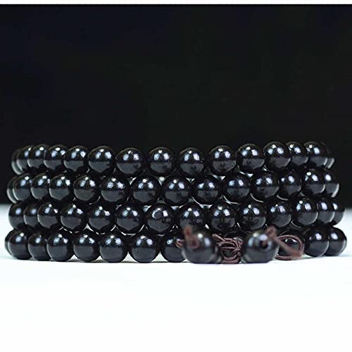 LeGDOr Natürliche Ebenholz-Perlen-Armbänder, buddhistisch, 108 Stück, schwarzes Sandelholz, Meditations-Gebets-Mala für Männer, 8 mm von LeGDOr