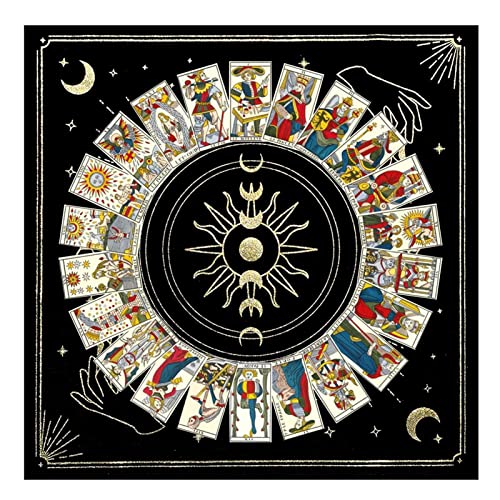 LeKing Tarot-Kartentuch, Tarot-Tischdecke - Mond Tischläufer,1,57 Fuß rechteckige Tischdecken mit Schicksalssymbolen und mystischen okkulten Symbolen, Dekoration für draußen, drinnen, Zuhause, Par, von LeKing