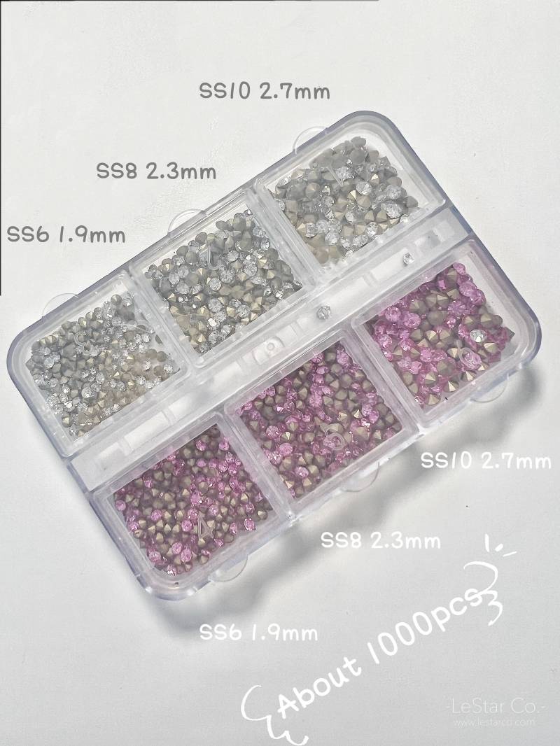 1000 Stück Mixed-Größen Spitze Strass Diamant Kristall Edelstein Steine Klar Ab Diamanten Pailletten 3D Nail Design Dekorationen Diy Zubehör von LeStarCo