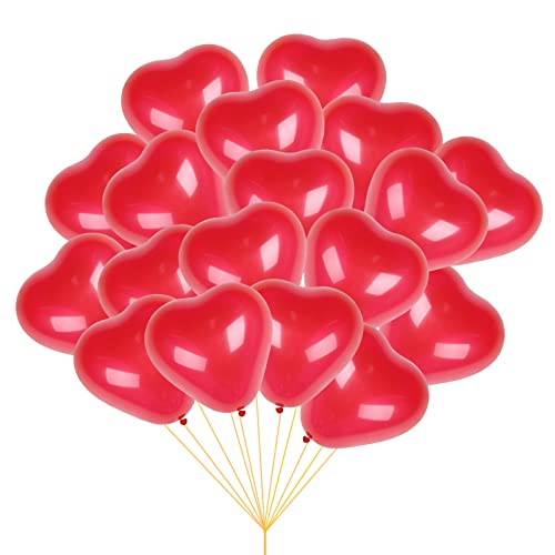 60 Herzluftballons Rot - 12 Zoll Herz Luftballons, Latex Ballons mit Herzform für Hochzeitsdeko Brautdusche Valentinstag Geburtstags Verlobung JGA Party von LeaderPro