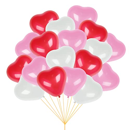 60 Herzluftballons Rot Weiß Rosa - 12 Zoll Herz Luftballons, Latex Ballons mit Herzform für Hochzeitsdeko Brautdusche Valentinstag Geburtstags Verlobung JGA Party Deko 12 Zoll von LeaderPro