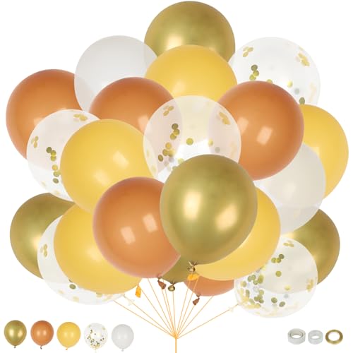 Luftballons - Gelb, 60 Stück Geburtstag Luftballons mit Bändern, Hochzeit Hochzeitsballons für Hochzeit, Geburtstag, Party, Graduierung, Deko, 12 Zoll von LeaderPro