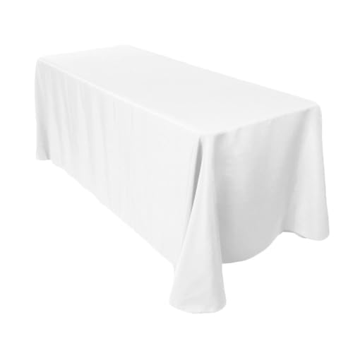 Leading Linens Tischdecke, 2 Stück, 228 x 332 cm, rechteckig, Polyester, flecken- und knitterfrei, waschbar, für Esstisch, Hochzeitsempfang, Bankett, Party, Weiß von Leading Linens