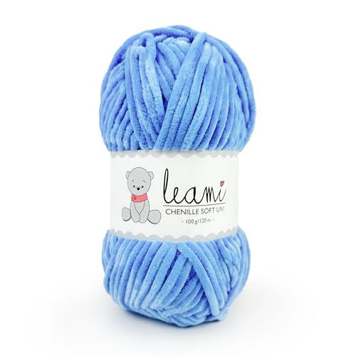 LEAMI Chenille Garn 134 pastellblau (100g/120m) von Leami