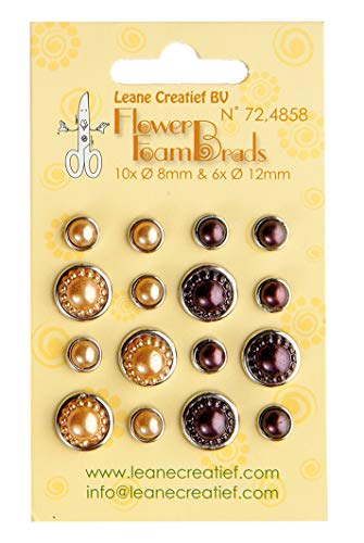 Leane Creatief Flower Foam Brads 72.4858"Pearl - Yellow & Brown (Perlmutt - gelb/Gold & braun/aubergine) von Leane Creatief