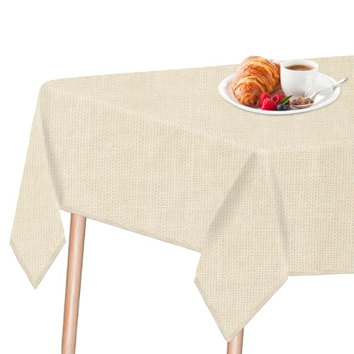 LeapBeast Leinenoptik Tischdecke,Wasserabweisend Tischtuch,Abwaschbar Tischwäsche,Garten-Tischdecke Outdoor,Tischtuch Esstisch,Fleckschutz,für Wohnzimmer,Esszimmer, Balkon (Beige, 100x140cm) von LeapBeast