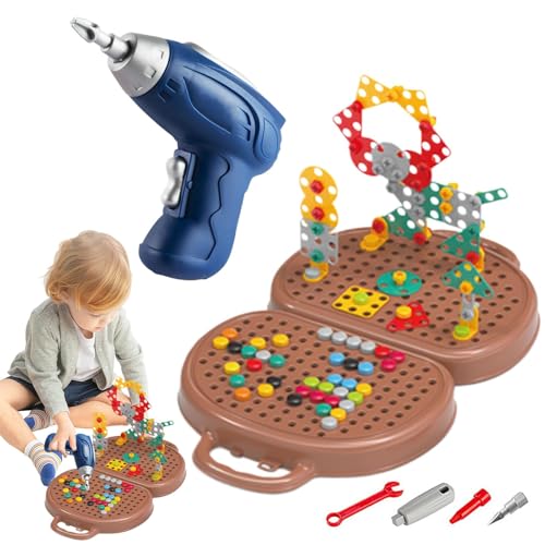 Drill Play Toolbox – Kleinkind-Spiel-Toolbox, Kreatives Kleinkind-Werkzeugset | Tragbares Spielzeug Zum Bohren Und Schrauben Für Kinder, Kreativitäts-Werkzeugkasten Mit Elektrischer Bohrmaschine, 3D-S von LearnLyrics