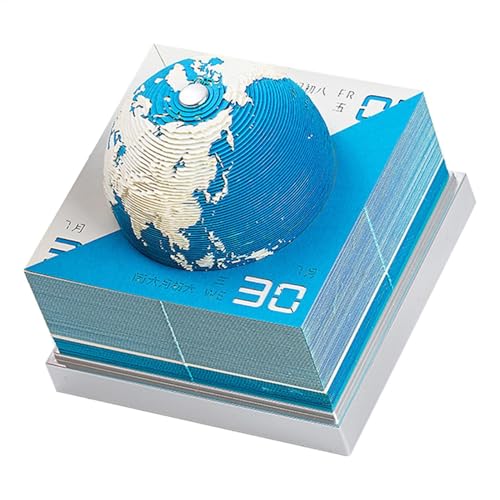 Erdkalender 2025,3D-Tischkalender 2025,Notizblock 3D-Kalender Tischkalender | 3D Earth Time Piece Kalender Haftnotizen, 2025 Kalender Papier Schnitzkunst, Planungskalender, Heimdekoration von LearnLyrics