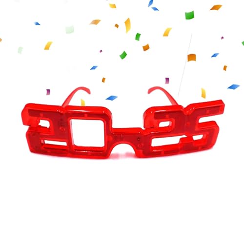 LearnLyrics 2025 Brille,Blinkende Brille,Neujahrsbrille 2025 Zahl Leuchtendes Brillenspielzeug, leuchtende Neonbrillen bunt blinkende, frohe Neujahrsbrillen für das neue Jahr von LearnLyrics