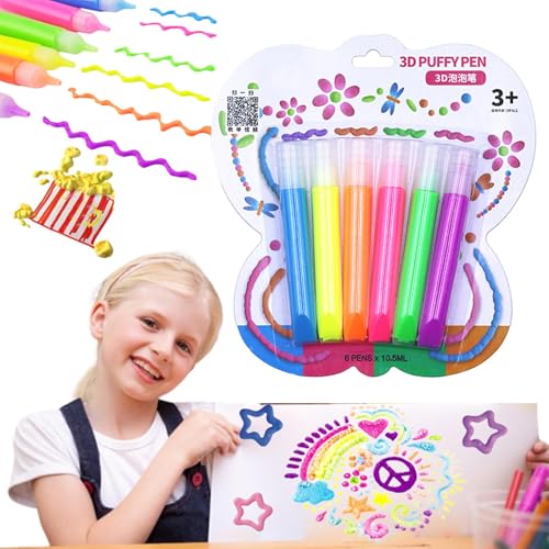 LearnLyrics Bubble Pen Bubble Paint Pen 6X Color Painting Pen Creative Marker Pen zum Zeichnen und Ausmalen, Malstifte Set für Jungen und Mädchen mit von LearnLyrics