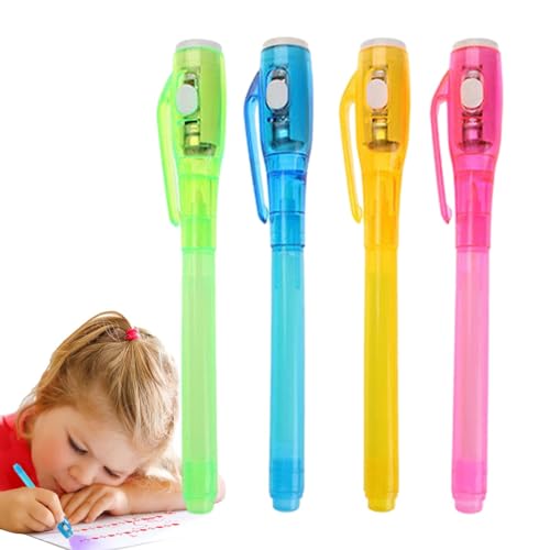 LearnLyrics UV Stift mit Licht - Marker Stift Plotter, UV Stift Waschbar | Marker Marker Marker Stift Praktisch UV Licht Halloween Stift Waschbar Unsichtbarer Permanent Marker für Schulprojekte von LearnLyrics