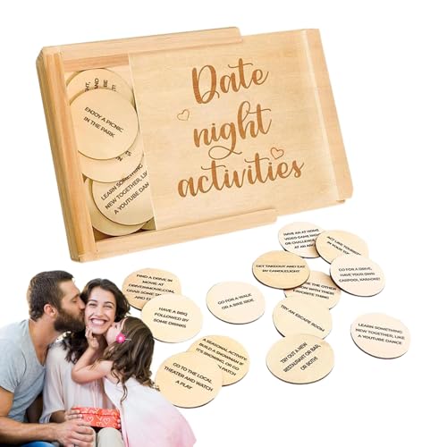 Paar Date Night, Datum Night Games Holz 52 Spielideen für Paare für Abende | Box mit romantischen Ideen für Verabredungen, Andenken an die Hochzeit, Nachtclub für Hochzeit von LearnLyrics