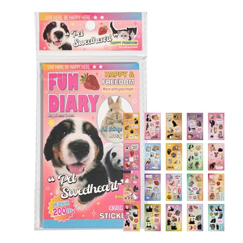 Tier-Aufkleber für Scrapbooking, niedliche Laptop-Aufkleber, Tier-Aufkleber-Buch für Kinder, dekorative Handyhüllen-Aufkleber, Tagebuch-Handkonto-Aufkleber von LearnLyrics