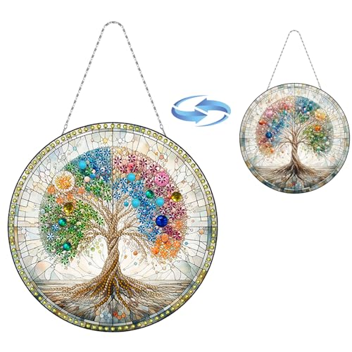 Lebartm DIY Diamant-Anhänger Ornament Doppelseitiges Muster Speziell geformter Kristall Diamond Art Painting Hanging einseitig für Haus Garten Wand Tür Dekor-Baum von Lebartm