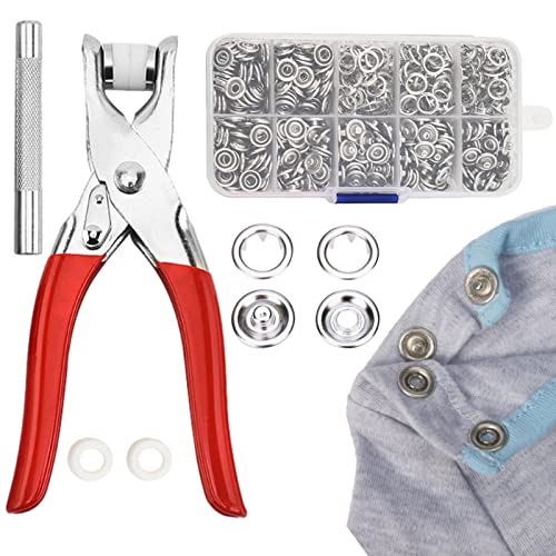 Lecerrot Button Druck Knöpfe, Metall Druckknöpfe Kit Mit Zange, Metall Druckknöpfe Ohne Nähen, Annähen Nähzubehör, Zinke Schnalle Druckknöpfe Mit Zange Craft Tool Für Kinderbekleidung Sewing, Basteln von Lecerrot