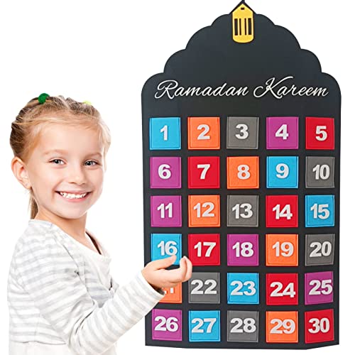Ramadan Mubarak Adventskalender 2023 Ramadan Filz Countdown Kalender Eid Mubarak 30 Tage Eid-Kalender Dekorationen Geschenk Kinder von Lecerrot