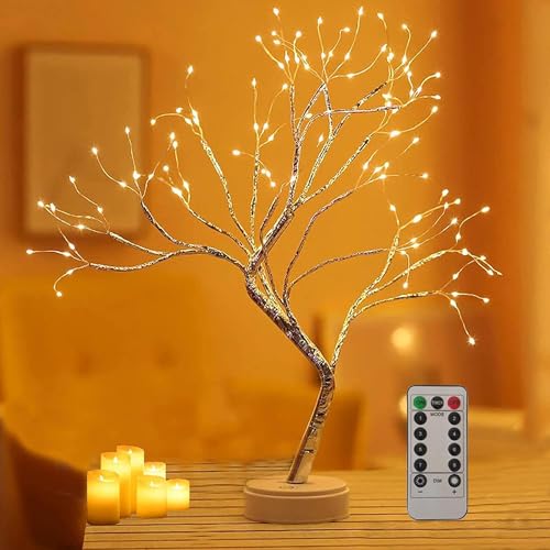 Lecone LED Lichterbaum, Bonsai Baum Licht Warmweiß Verstellbare Äste, 108 LED Baum Lampe Dekobaum Belichtet Baumbeleuchtung Innen Deko,USB/Batteriebetrieben von Lecone