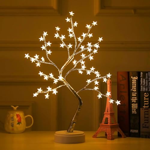 Lecone LED Lichterbaum, Bonsai Baum Licht Warmweiß Verstellbare Äste, 60 LED Baum Lampe Dekobaum Belichtet Baumbeleuchtung Innen Deko,USB/Batteriebetrieben von Lecone