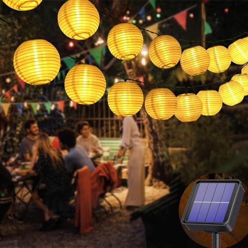 Lecone Solar Lichterkette Lampion Außen 8 Meter 40 LED Laternen 8 modi Lichterkette Lampion Wasserdicht Solar Beleuchtung für Garten, Hof, Hochzeit, Fest Deko von Lecone