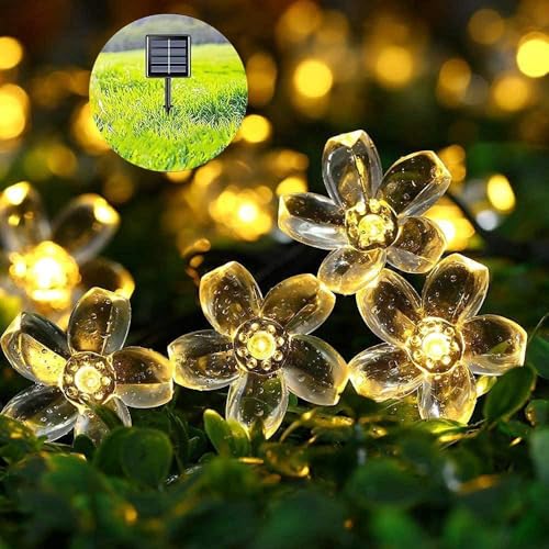 Lecone Solar Lichterketten Aussen 7M 50 LED Blume LED Lichterkette Außen, Lichterkette Garten Blume, Solar Beleuchtung Lichterkette Weihnachtsbeleuchtung Weihnachtsdeko für Party, Weihnachten, Outdoor von Lecone