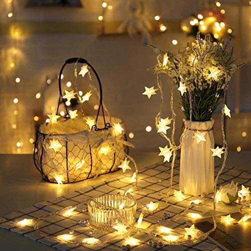 Lecone Sterne Lichterketten, 3m 20 LED batteriebetriebene, 2 Beleuchtungsmodi, dekorativ für Innenbeleuchtung im Freien, Schlafzimmer, Hochzeit, Geburtstag, Valentinstag, Weihnachten von Lecone