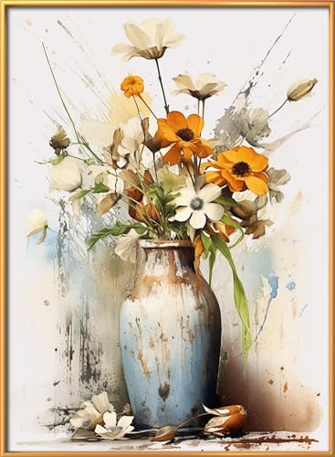 Leczany Kreuzstich-Set zum Selbermachen: komplettes Sortiment an vorgedruckten Startersets für Anfänger – Vase 33x45cm von Leczany