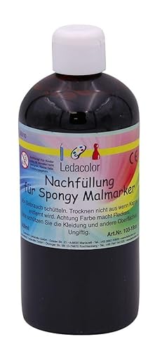 Ledacolor Spongy Malmarker | Nachfüllung 500 ml BRAUN | Öko Filzstifte | Nachhaltige Stifte für Kinder [unbedenklich] | Schadstofffrei von Ledacolor