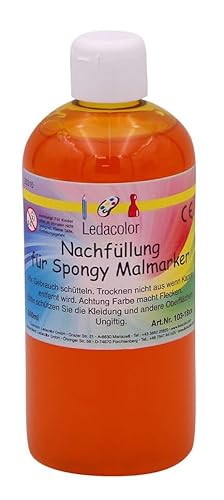 Ledacolor Spongy Malmarker | Nachfüllung 500 ml GELB | Öko Filzstifte | Nachhaltige Stifte für Kinder [unbedenklich] | Schadstofffrei von Ledacolor