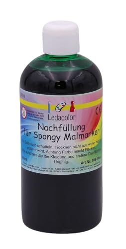 Ledacolor Spongy Malmarker | Nachfüllung 500 ml GRÜN | Öko Filzstifte | Nachhaltige Stifte für Kinder [unbedenklich] | Schadstofffrei von Ledacolor