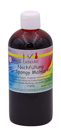 Ledacolor Spongy Malmarker | Nachfüllung 500 ml ROT | Öko Filzstifte | Nachhaltige Stifte für Kinder [unbedenklich] | Schadstofffrei von Ledacolor