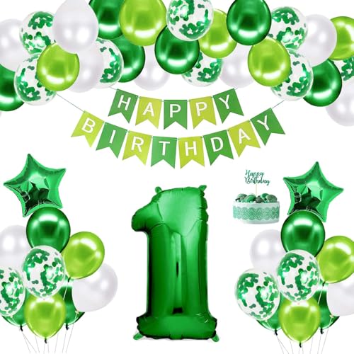 Blue Birthday Decorations Kit - Party Decoration Set with Happy Birthday Balloons, Star Foil Balloons, and Banners for Girls, Boys, Kids, Baby Showers, and Party Supplies (Green-1st) von Ledander