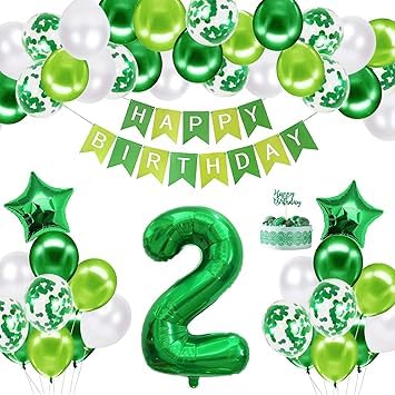 Blue Birthday Decorations Kit - Party Decoration Set with Happy Birthday Balloons, Star Foil Balloons, and Banners for Girls, Boys, Kids, Baby Showers, and Party Supplies (Green-2nd) von Ledander