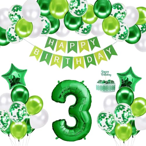 Blue Birthday Decorations Kit - Party Decoration Set with Happy Birthday Balloons, Star Foil Balloons, and Banners for Girls, Boys, Kids, Baby Showers, and Party Supplies (Green-3rd) von Ledander