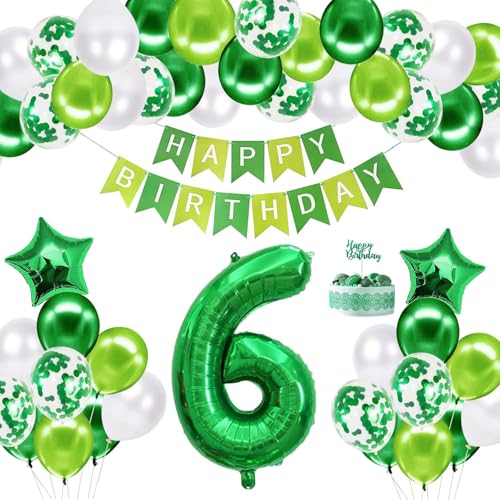 Blue Birthday Decorations Kit - Party Decoration Set with Happy Birthday Balloons, Star Foil Balloons, and Banners for Girls, Boys, Kids, Baby Showers, and Party Supplies (Green-6th) von Ledander